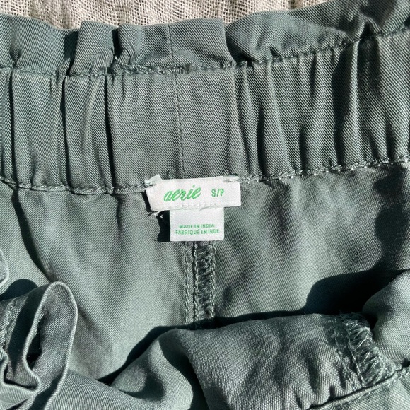 Aerie Soft High-Waisted Paper Bag Shorts, Size S, Light Army Green - Picture 6 of 7